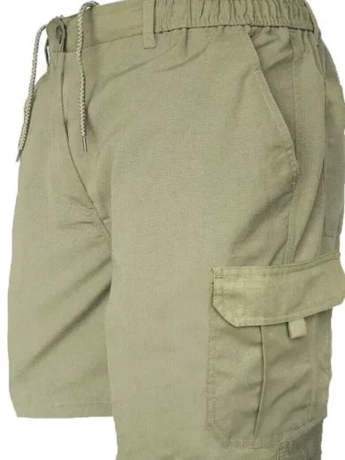 Mens Cargo Shorts Combat Multi Pocket Elasticated Waist Plain Lightweight Shorts - Image 19