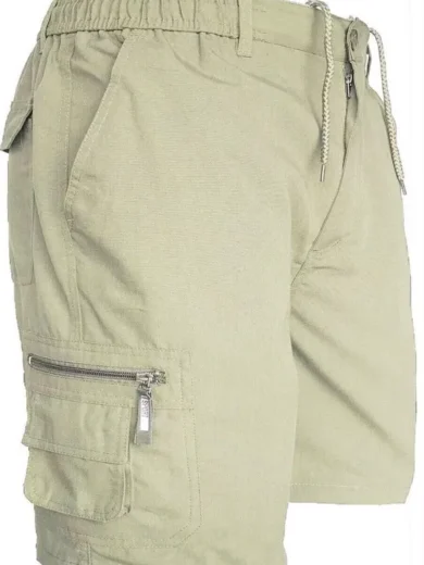 Mens Cargo Shorts Combat Multi Pocket Elasticated Waist Plain Lightweight Shorts - Image 20