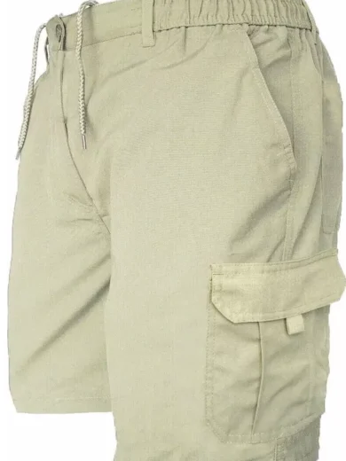 Mens Cargo Shorts Combat Multi Pocket Elasticated Waist Plain Lightweight Shorts - Image 21