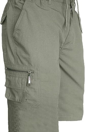 Smart wear New Mens Summer Casual Elasticated Waist 3/4 Length Combat Pocket Gym Shorts Pants M-3XL