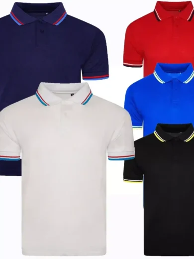 Mens Tipping Polo Shirt Short Sleeve Casual Work Wear Uniform Pique Golf Tee Top