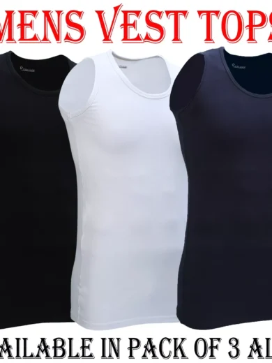 Mens Vest Tops Cotton Plain Classic Vests Summer Training Gym Tank Top Pack NEW