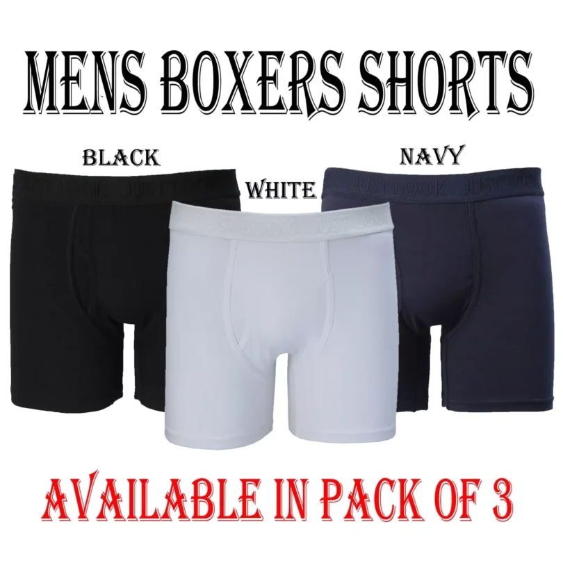 Mens Boxer Shorts (Pack Of 3) Cotton Trunks Underwear Stretch Soft Fabric New