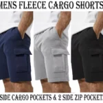 Mens Cargo Fleece Shorts Sweat Summer Jogger Plain Jersey Jogging Zip Pocket New