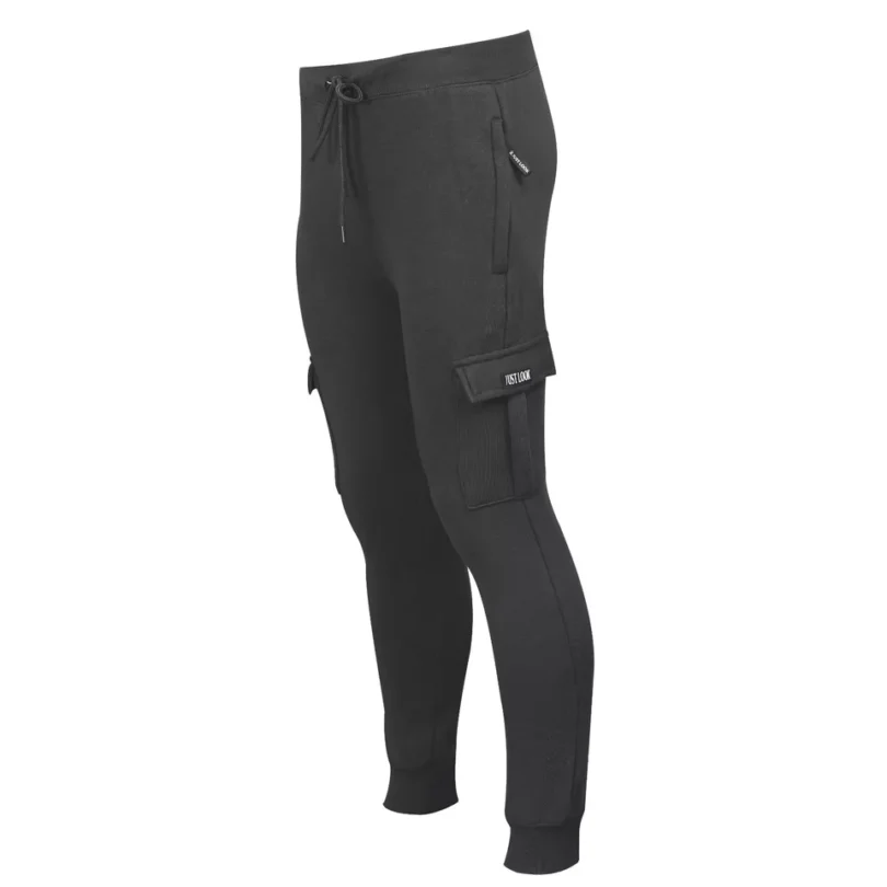 Mens Cargo Joggers Fleece Bottom Elasticated Gym Trouser Sweatpants ZIP Pockets - Image 4