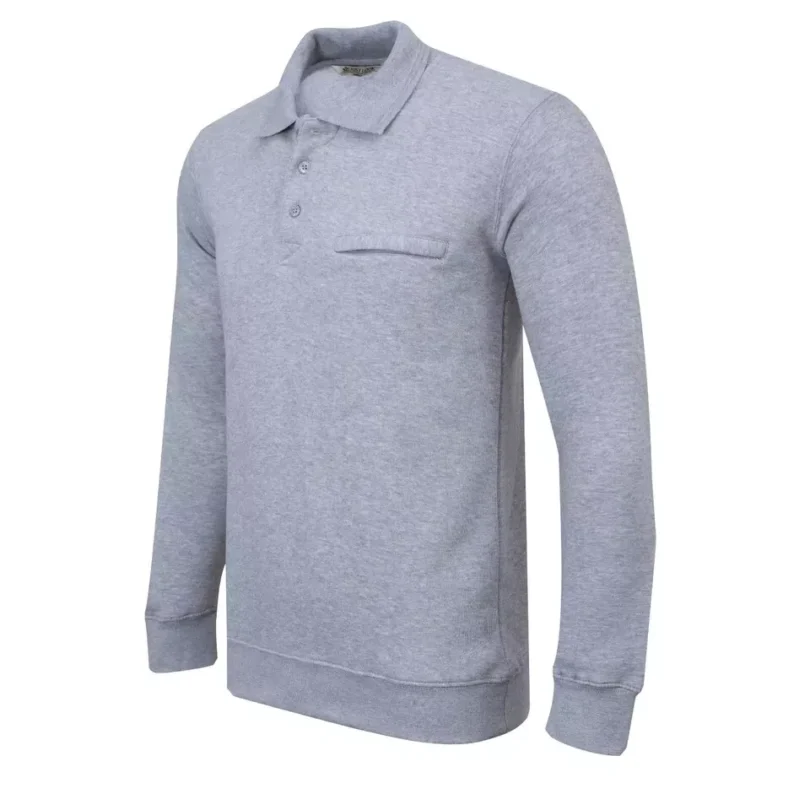 Mens Polo Sweatshirt Plain Jumper Soft Fleece Warm 3 Button Casual S- 3XL - Image 11
