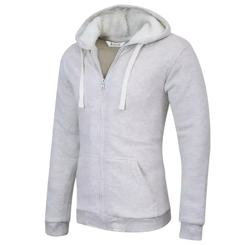Mens Padded Borg Fleece Lined Full Zip Up Hoodie Sweatshirt Quality Jacket M-3XL - Image 10