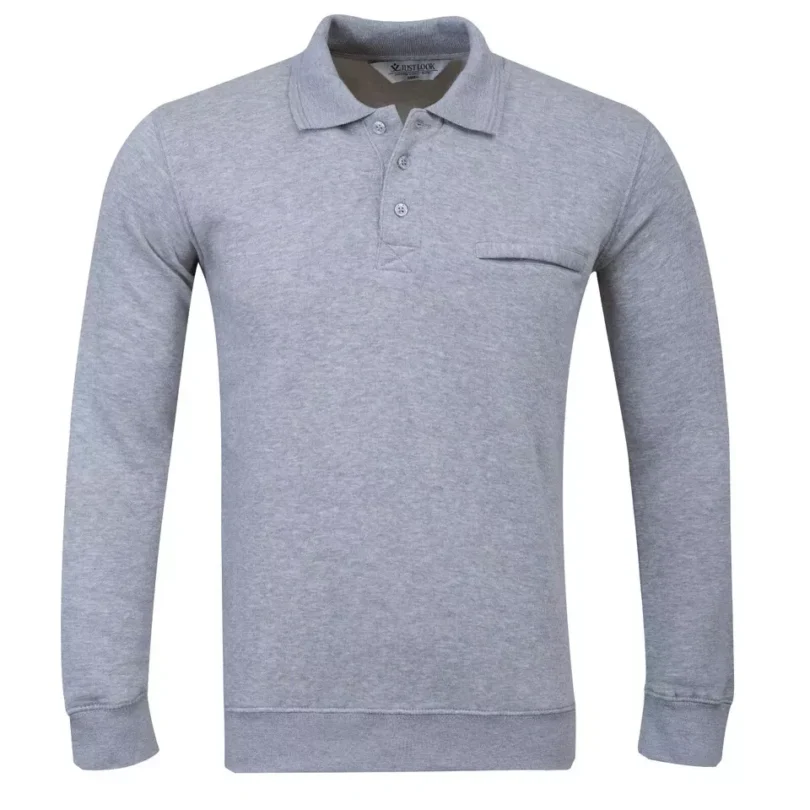 Mens Polo Sweatshirt Plain Jumper Soft Fleece Warm 3 Button Casual S- 3XL - Image 12