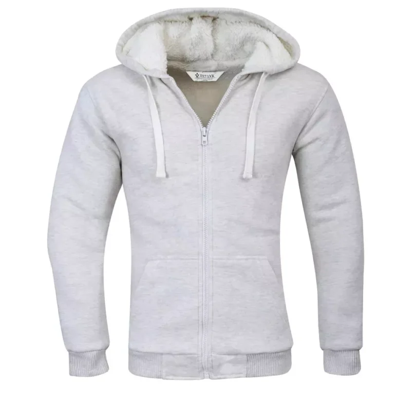Mens Padded Borg Fleece Lined Full Zip Up Hoodie Sweatshirt Quality Jacket M-3XL - Image 11
