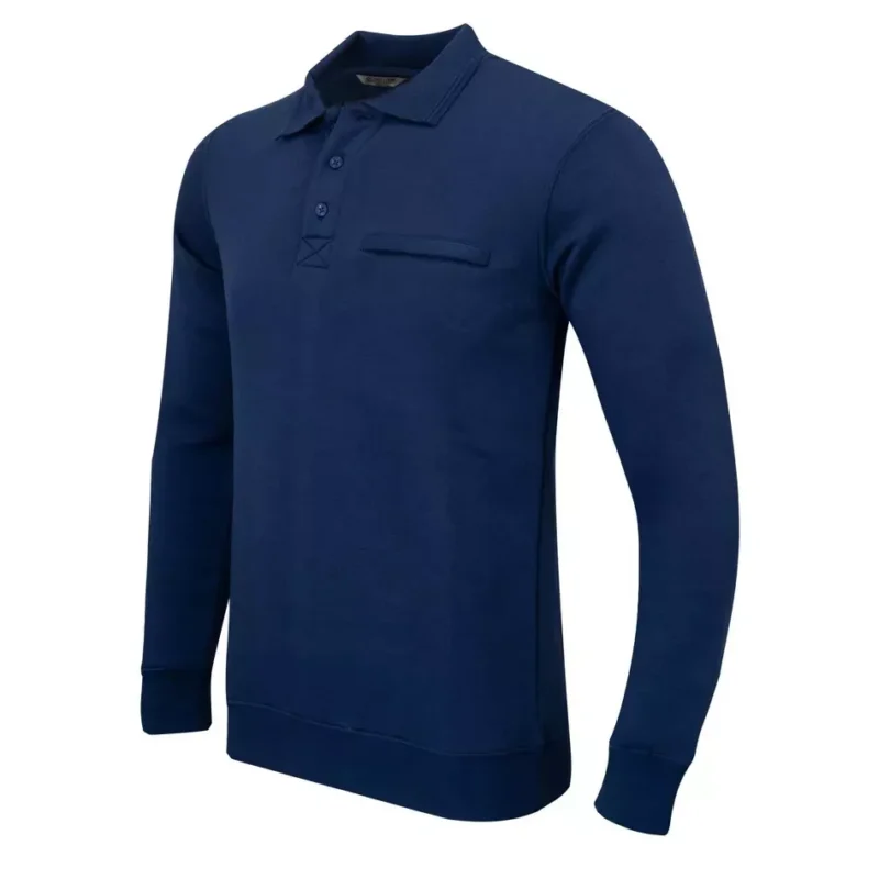 Mens Polo Sweatshirt Plain Jumper Soft Fleece Warm 3 Button Casual S- 3XL - Image 14