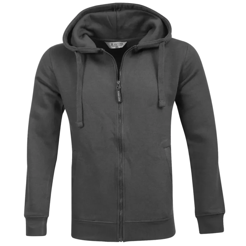 Mens Full-Zip Hooded Fleece Sweatshirt Plain Workwear Casual Jumper SweaterS-3XL - Image 14