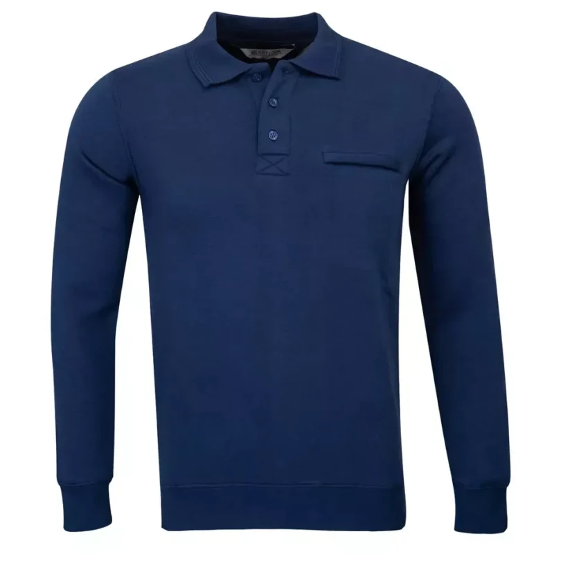 Mens Polo Sweatshirt Plain Jumper Soft Fleece Warm 3 Button Casual S- 3XL - Image 15