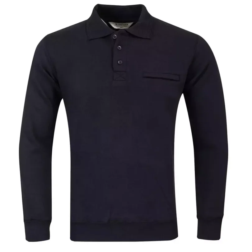 Mens Polo Sweatshirt Plain Jumper Soft Fleece Warm 3 Button Casual S- 3XL - Image 3
