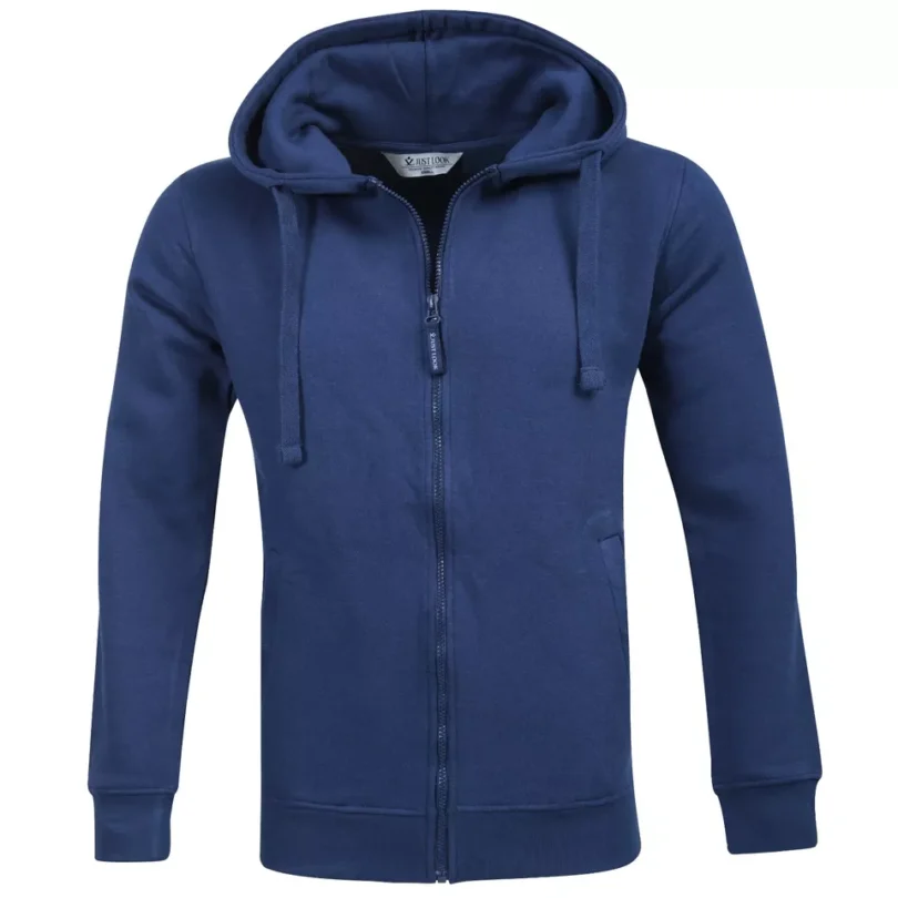 Mens Full-Zip Hooded Fleece Sweatshirt Plain Workwear Casual Jumper SweaterS-3XL - Image 3