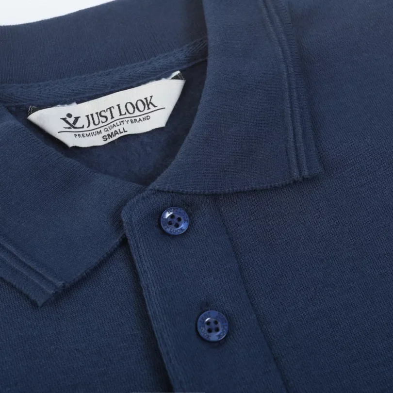 Mens Polo Sweatshirt Plain Jumper Soft Fleece Warm 3 Button Casual S- 3XL - Image 21