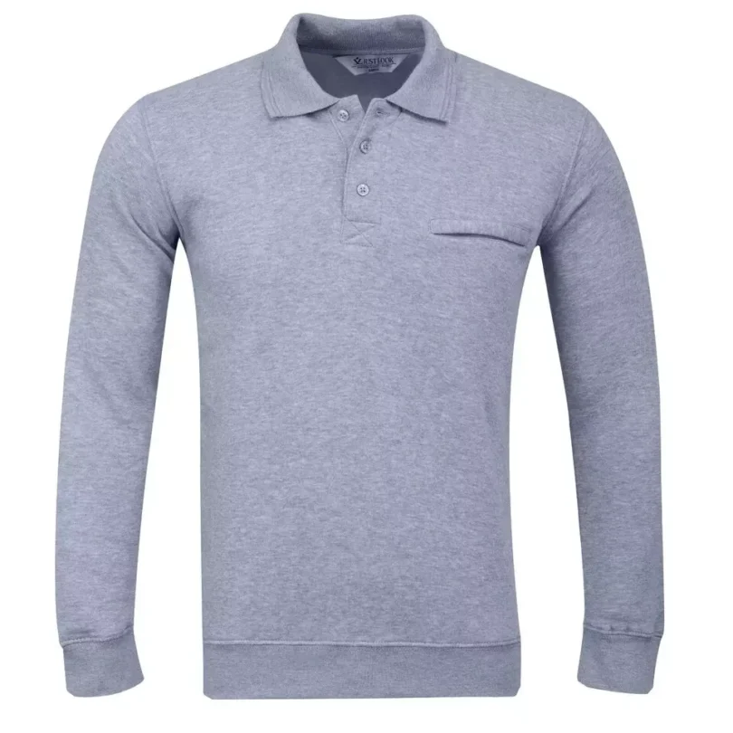 Mens Polo Sweatshirt Plain Jumper Soft Fleece Warm 3 Button Casual S- 3XL - Image 23