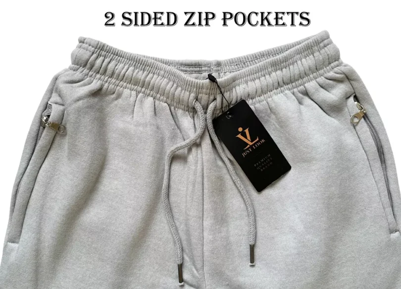 Mens Jogging Bottoms Elasticated Fleece Trouser Gym Jogger Sweatpants Zip Pocket - Image 4