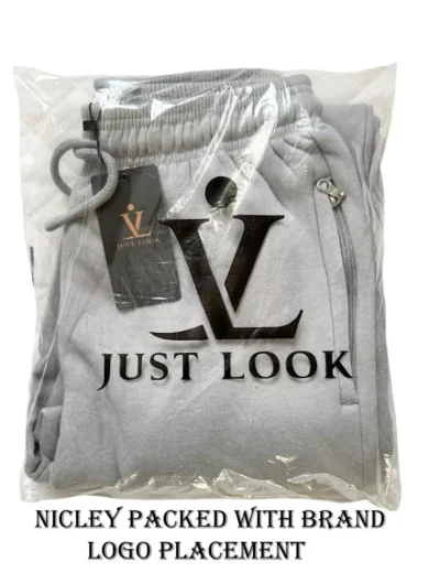 Mens Fleece Jogging Bottoms ZIP Pockets Pants Plain Open Hem Joggers Trouser - Image 4