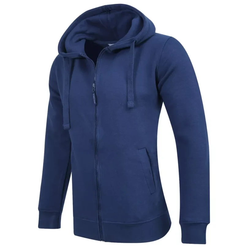 Mens Full-Zip Hooded Fleece Sweatshirt Plain Workwear Casual Jumper SweaterS-3XL - Image 4