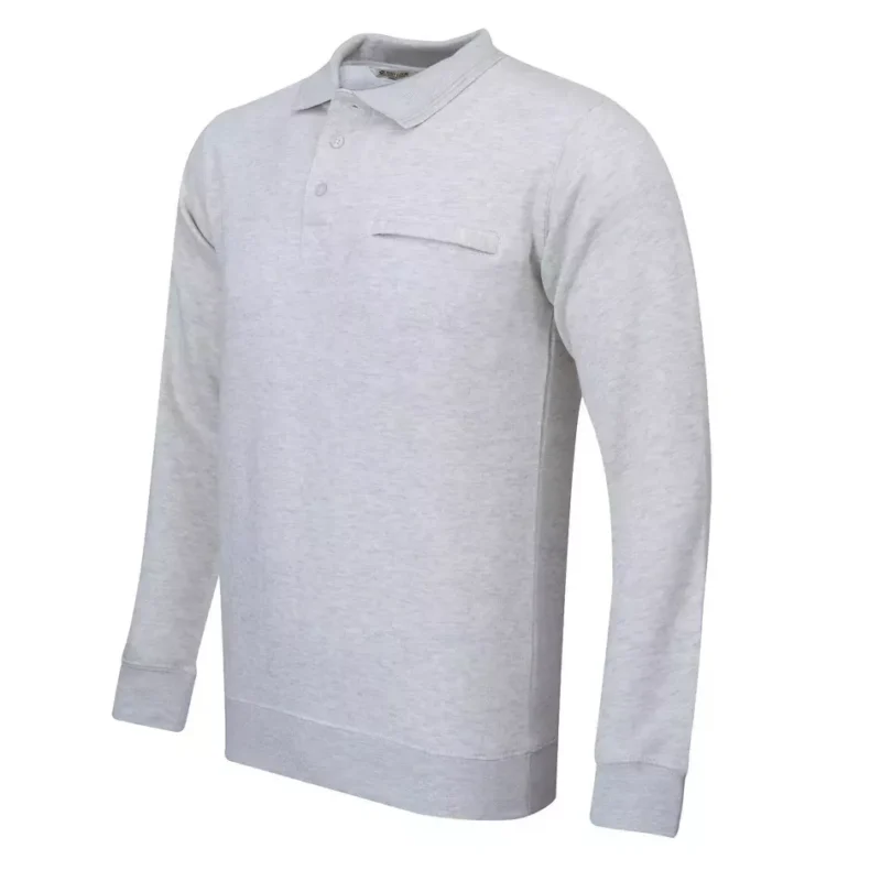 Mens Polo Sweatshirt Plain Jumper Soft Fleece Warm 3 Button Casual S- 3XL - Image 5