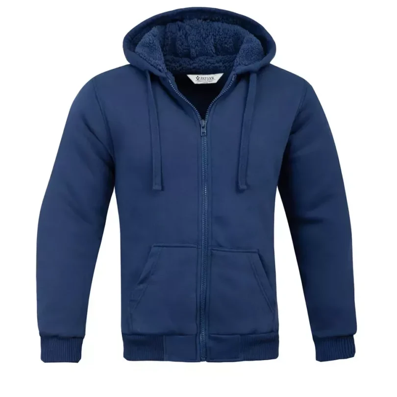 Mens Padded Borg Fleece Lined Full Zip Up Hoodie Sweatshirt Quality Jacket M-3XL - Image 5