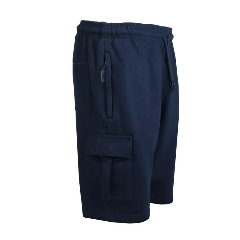 Mens Cargo Fleece Shorts Sweat Summer Jogger Plain Jersey Jogging Zip Pocket New - Image 3