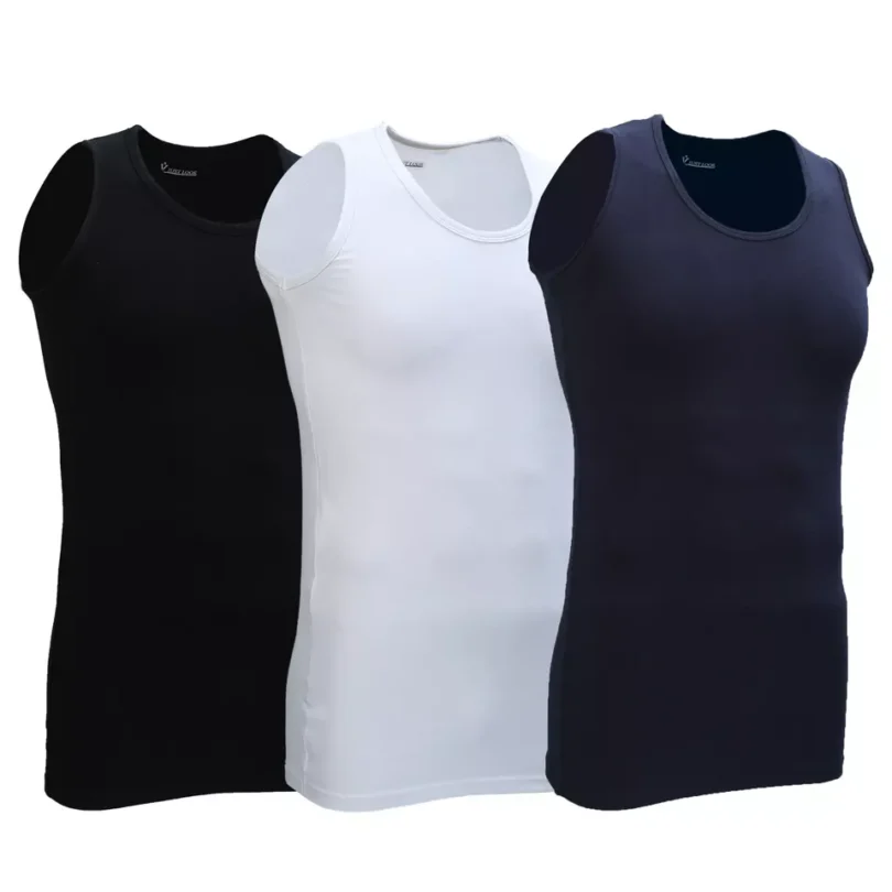 Mens Vest Tops Cotton Plain Classic Vests Summer Training Gym Tank Top Pack NEW - Image 2