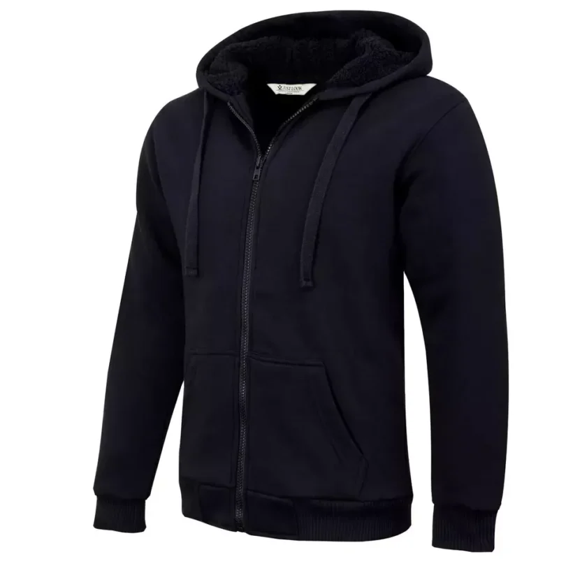 Mens Padded Borg Fleece Lined Full Zip Up Hoodie Sweatshirt Quality Jacket M-3XL - Image 7