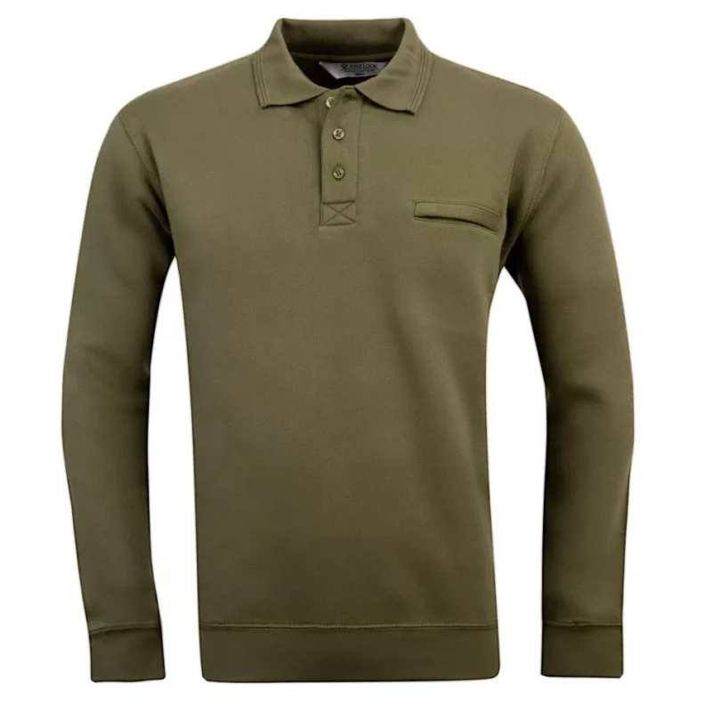 Mens Polo Sweatshirt Plain Jumper Soft Fleece Warm 3 Button Casual S- 3XL - Image 9