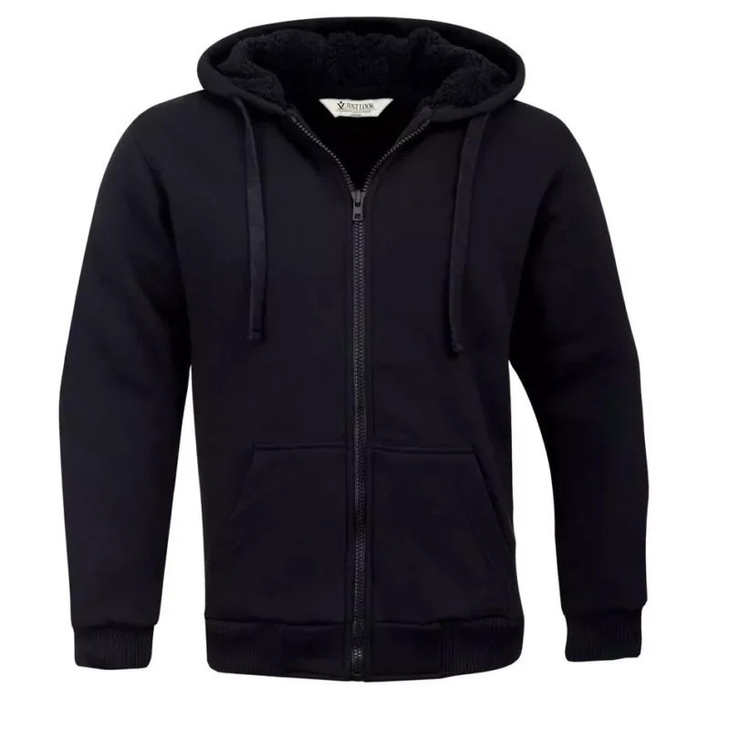 Mens Padded Borg Fleece Lined Full Zip Up Hoodie Sweatshirt Quality Jacket M-3XL - Image 8