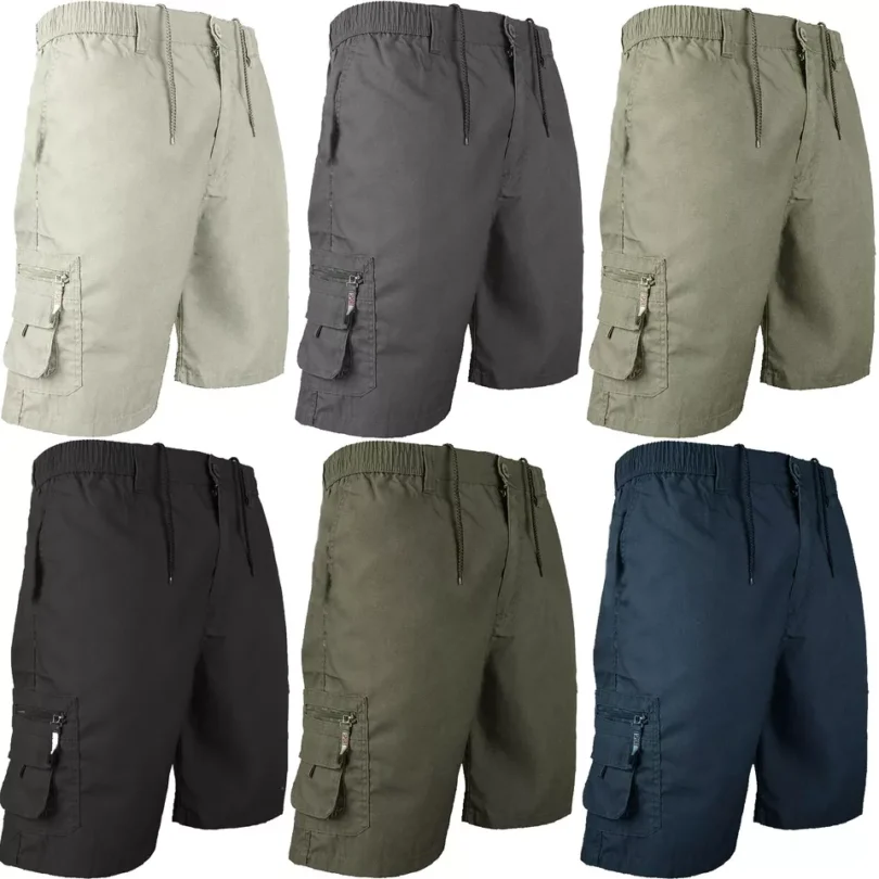Mens Cargo Shorts Cottonblend Elasticated Cargo Combat Summer Holiday Pants NEW